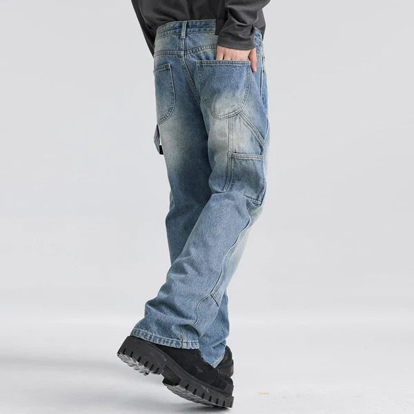 Casual Cleanfit Washed Logging Cargo Jeans