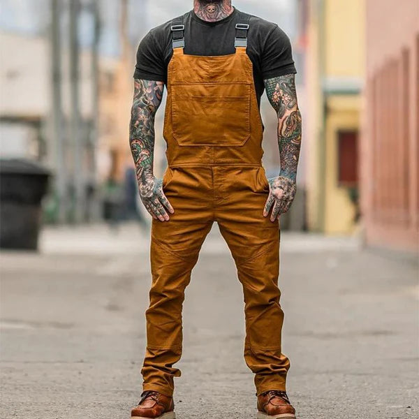 Retro Casual Solid Color Workwear Overalls