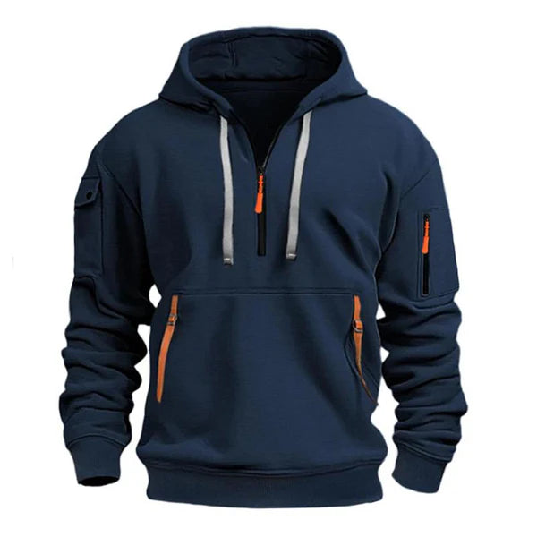 Casual Sports Multi-Zip Embroidered Hoodie