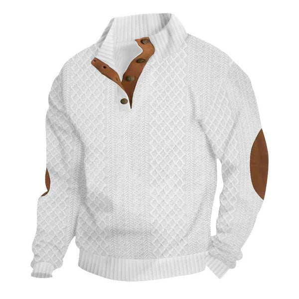 Outdoor Stand Collar Long Sleeve Jacquard Knitted Pullover Sweatshirt