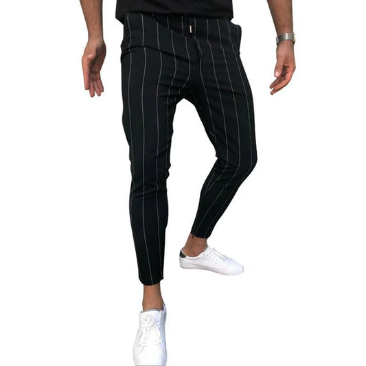 Striped Straight Slim Suit Trousers