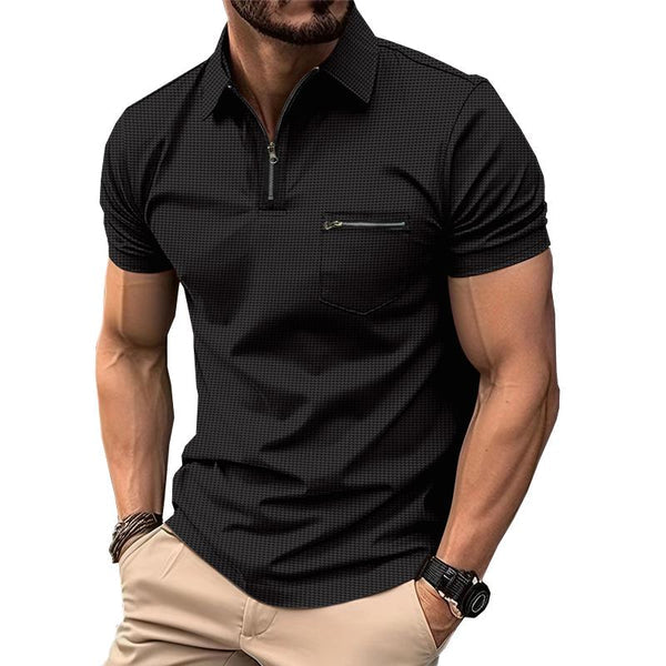 Solid Waffle Button Henley Neck Sports Polo Shirt