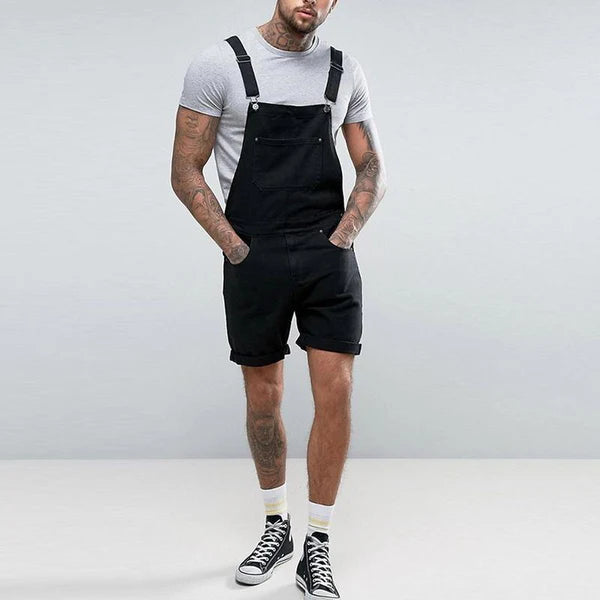 Vintage Cargo Denim Shorts Jumpsuit