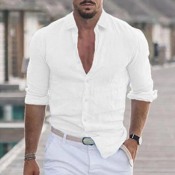 Casual Solid Color Lapel Long Sleeve Shirt