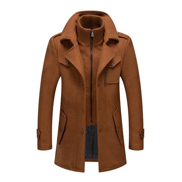 Retro Double Collar Woolen Coat - DUVAL