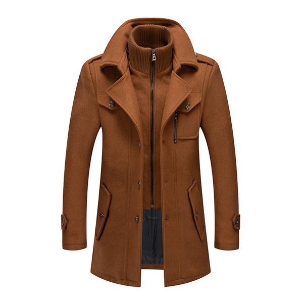 Men's Retro Double Collar Woolen Coat