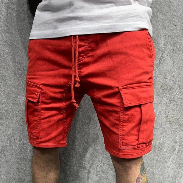 Men's Casual Solid Color Multi-pocket Cargo Shorts