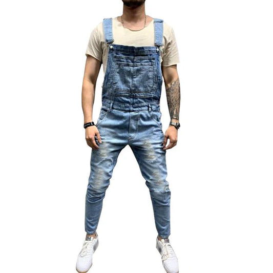 Casual Ripped Denim Overalls