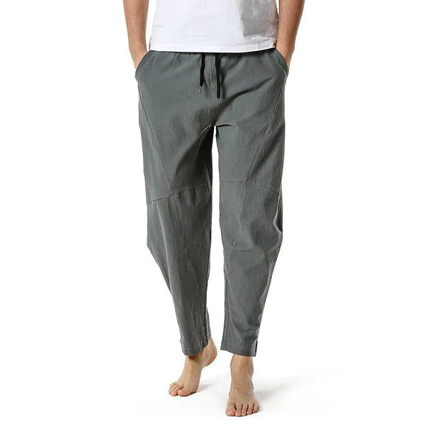 Cotton and Linen Loose Drawstring Pants