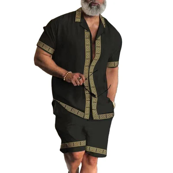 Printed Casual Slim Fit Short Sleeve Shirt Set