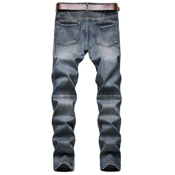 Fashion Distressed Zip Decor Slim Jeans