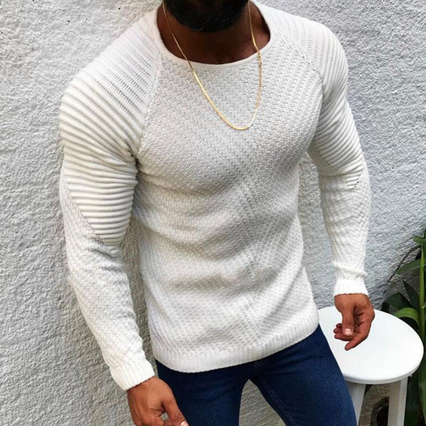 Round Neck Slim Long Sleeve Pullover Knit Sweater