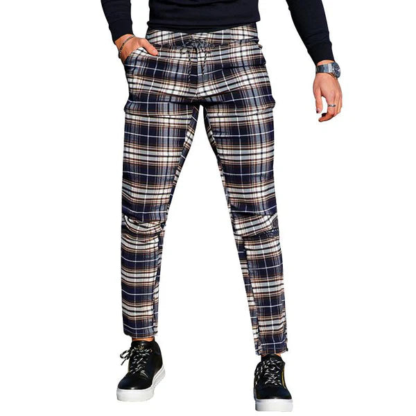 Retro Casual Plaid Straight Pants