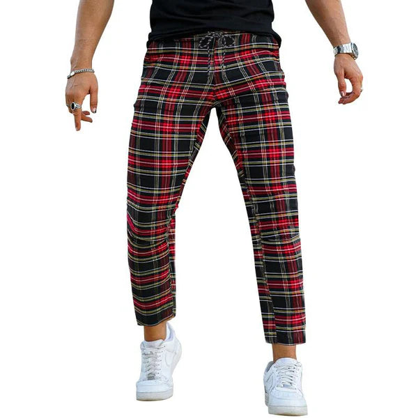 Retro Casual Plaid Straight Pants