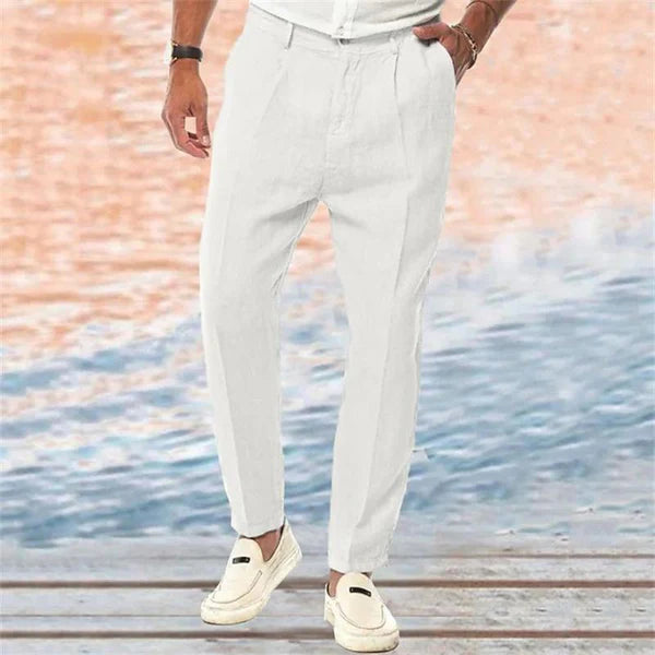 Solid Color Linen Outdoor Loose Straight Pants