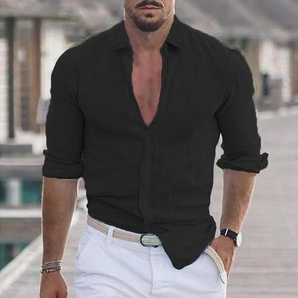 Casual Solid Color Lapel Long Sleeve Shirt