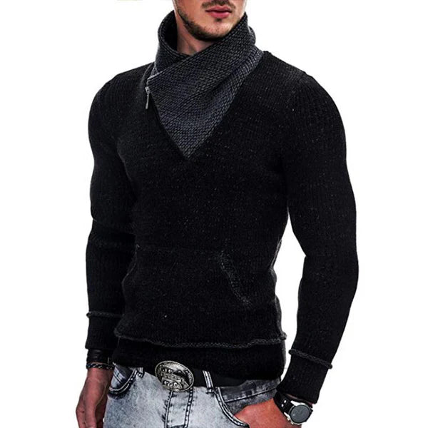 Long Sleeve Turtleneck Pocket Knit Sweater