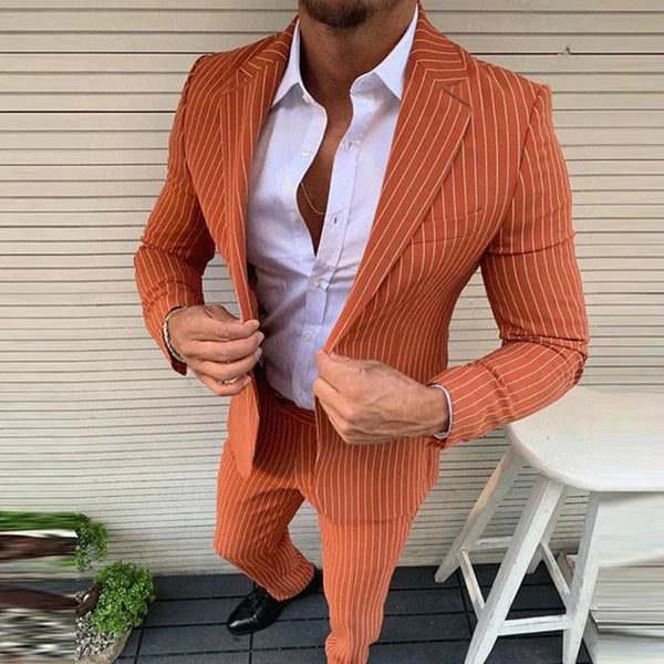 Retro Casual Striped Suit Two-Piece Suit