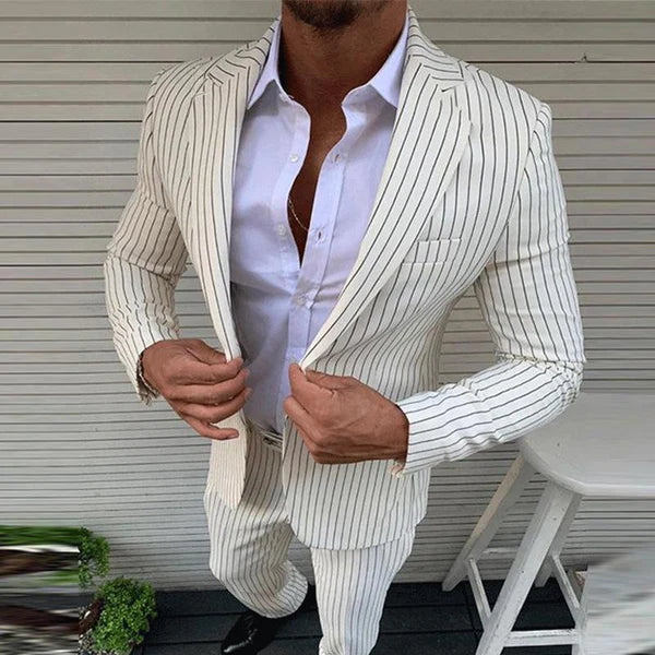 Retro Casual Striped Suit Two-Piece Suit