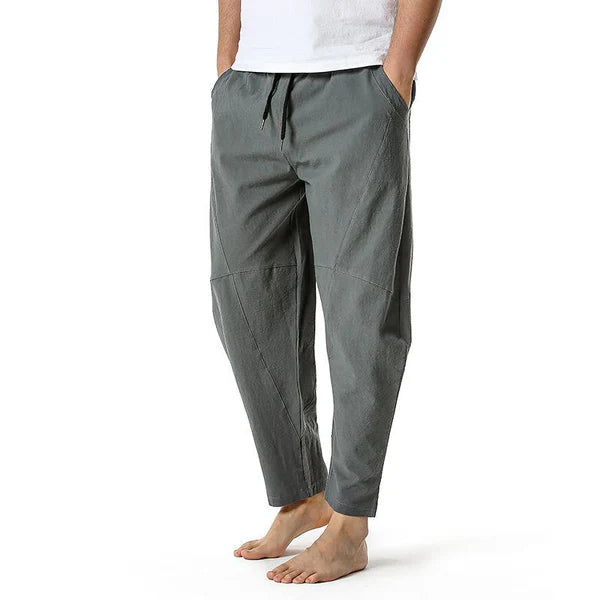 Cotton and Linen Loose Drawstring Pants