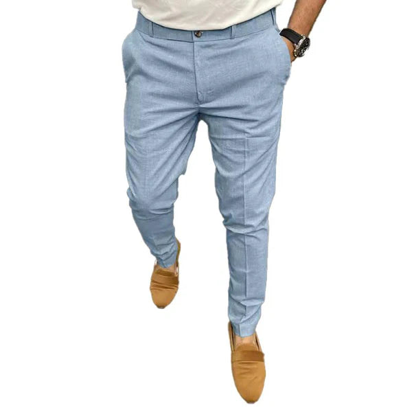 Solid Color Casual Slim Straight Pants