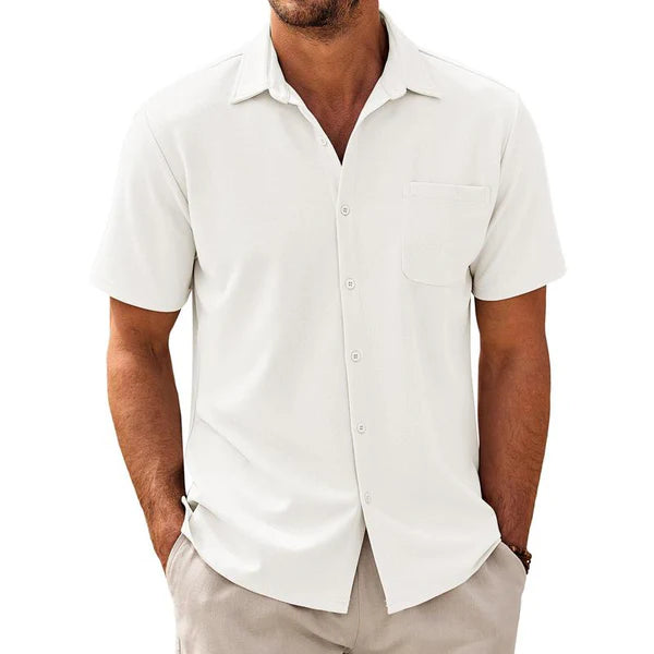 Casual Cotton Blend Short Sleeve Shirt