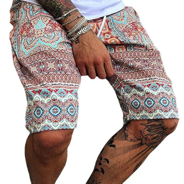 Vintage Print Loose Beach Shorts