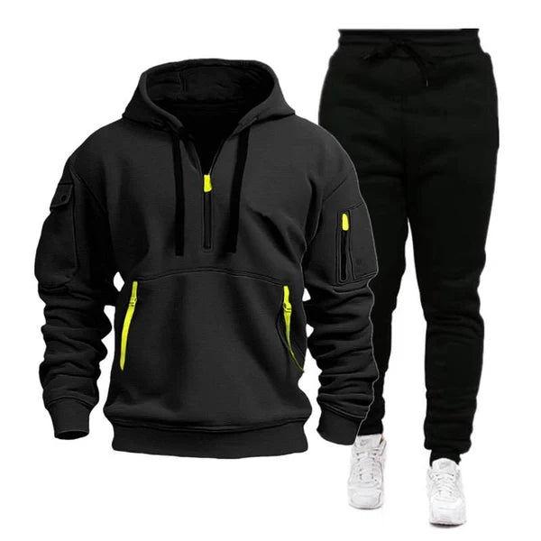 Casual Zipper Collar Loose Long-sleeved Sports Hoodie Sweatpants Set