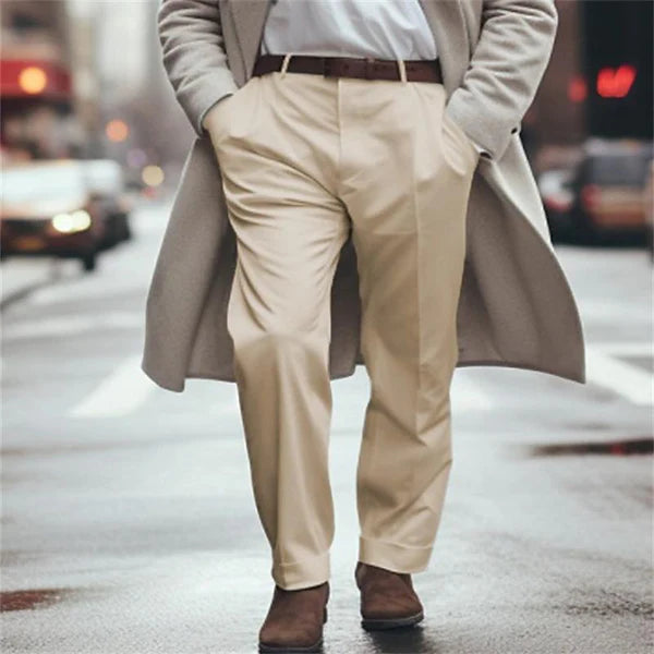 Solid Color Pocket Business Casual Suit Pants