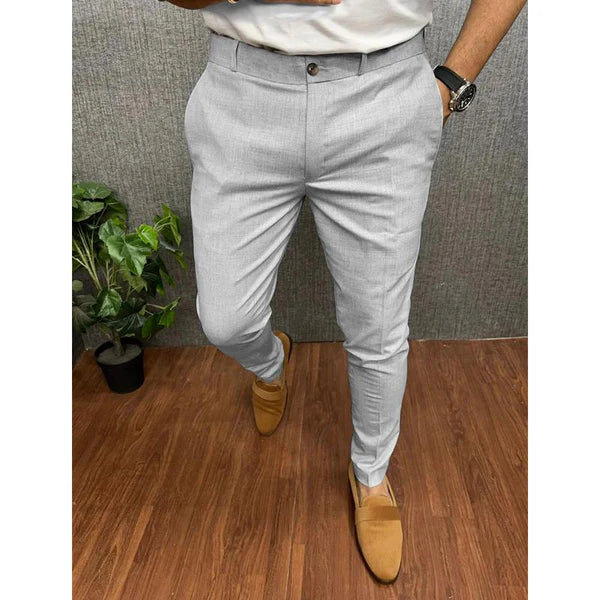 Solid Color Casual Slim Straight Pants