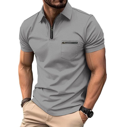 Solid Waffle Button Henley Neck Sports Polo Shirt