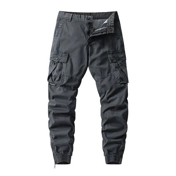 Casual Washed Cotton Slim Fit Multi-Pocket Cargo Pants