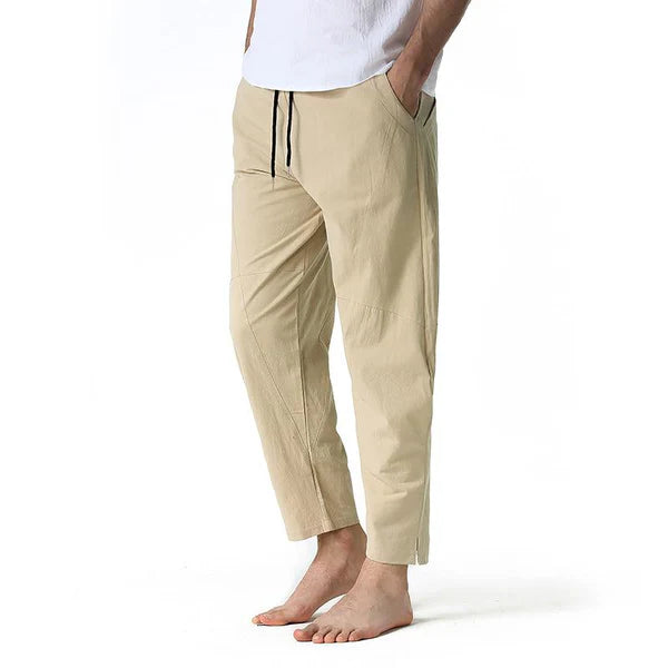 Cotton and Linen Loose Drawstring Pants