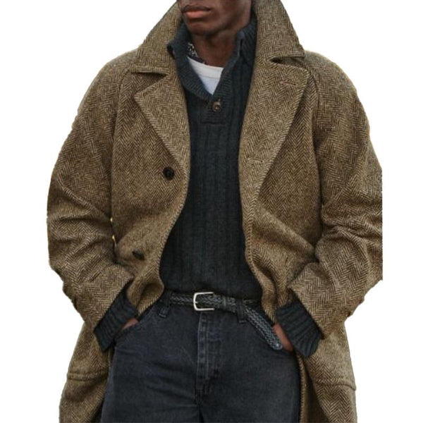 Vintage Herringbone Mid-Length Suit Coat - DUVAL