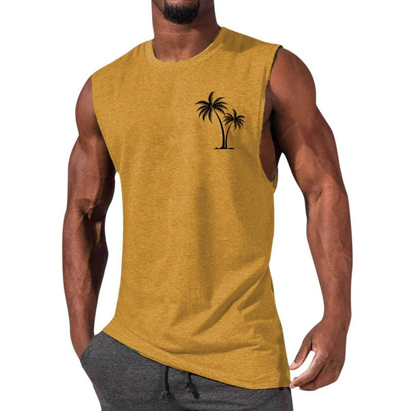 Casual Sports Printed Round Neck Tank Top