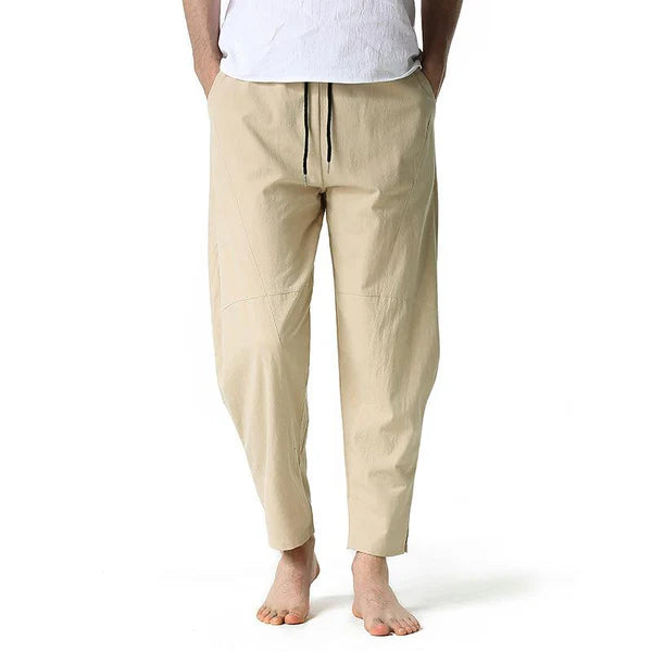 Cotton and Linen Loose Drawstring Pants