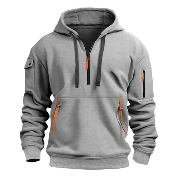 Casual Sports Multi-Zip Embroidered Hoodie