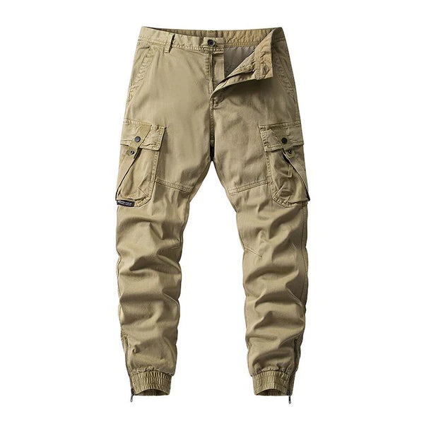 Casual Washed Cotton Slim Fit Multi-Pocket Cargo Pants