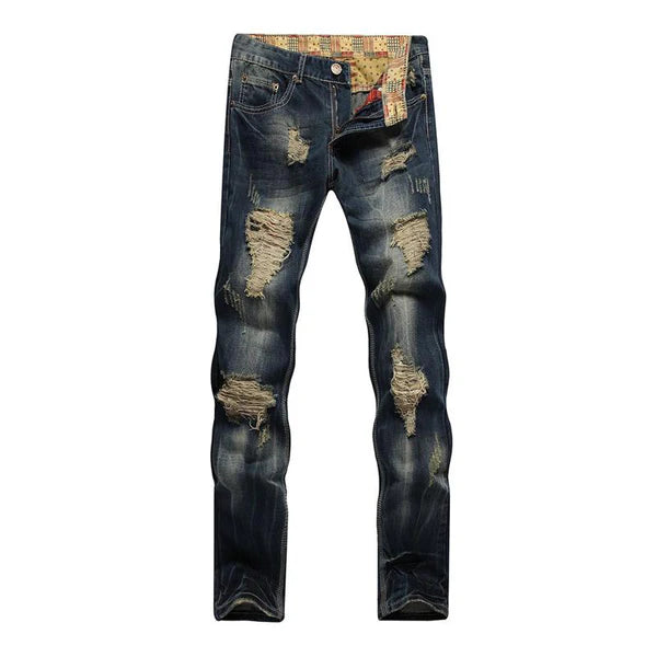 Trendy Ripped Straight-leg Distressed Jeans