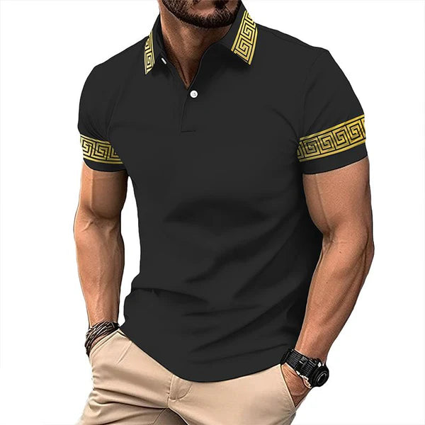 Vintage Greca Short Sleeve Polo Shirt - DUVAL