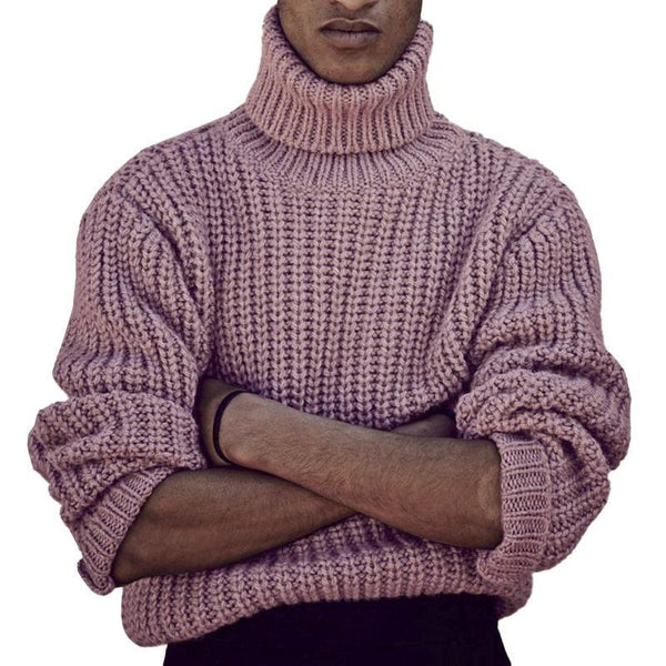 Casual Solid Color Turtleneck Thick Pullover Chunky Knit Sweater