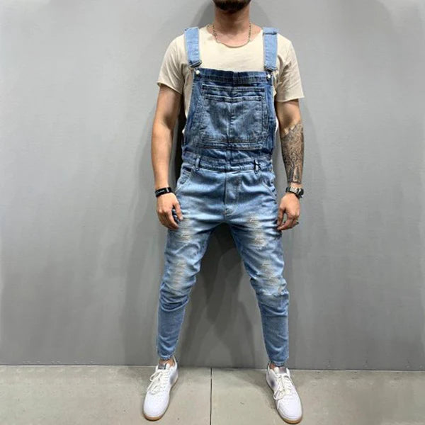 Casual Ripped Denim Overalls