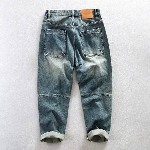 Vintage Washed Distressed Multi-pocket Jeans