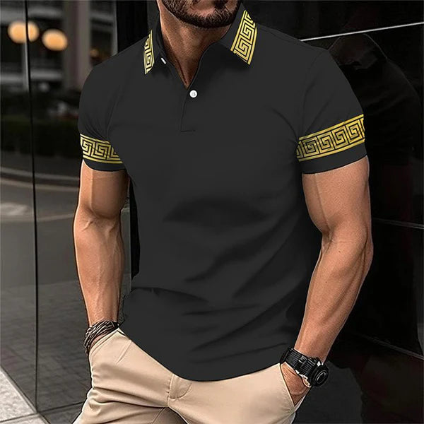 Vintage Greca Short Sleeve Polo Shirt - DUVAL