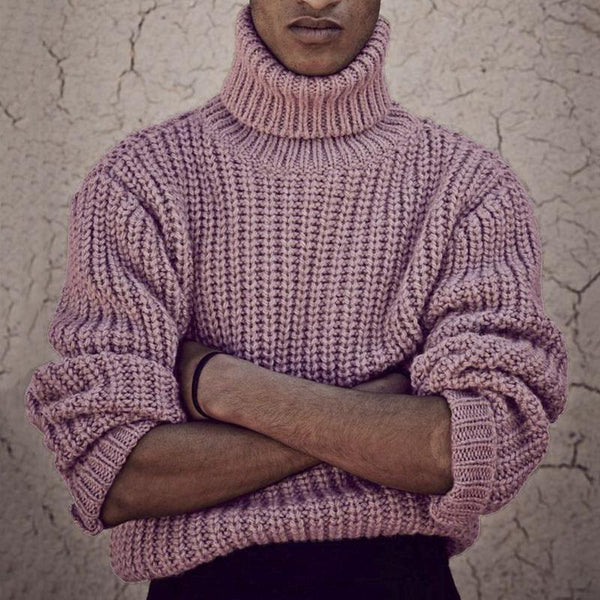 Casual Solid Color Turtleneck Thick Pullover Chunky Knit Sweater