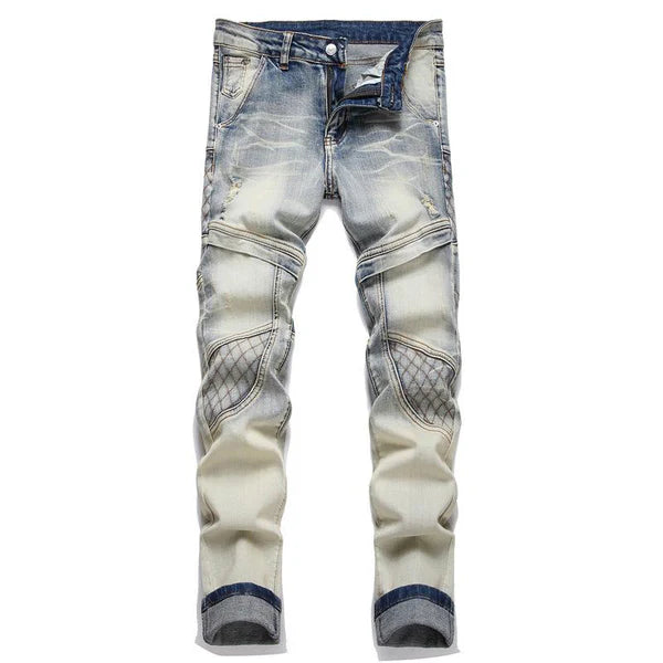 Punk Patchwork Ripped Stretch Jeans