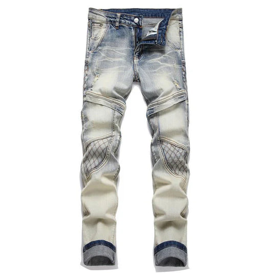 Punk Patchwork Ripped Stretch Jeans