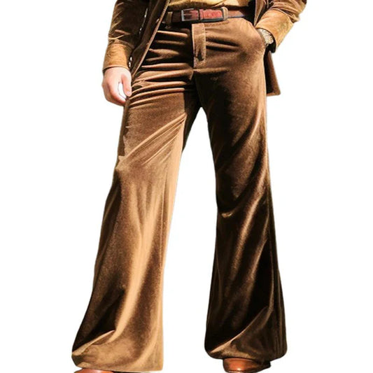 Solid Color Vintage Velvet Loose Flared Suit Pants