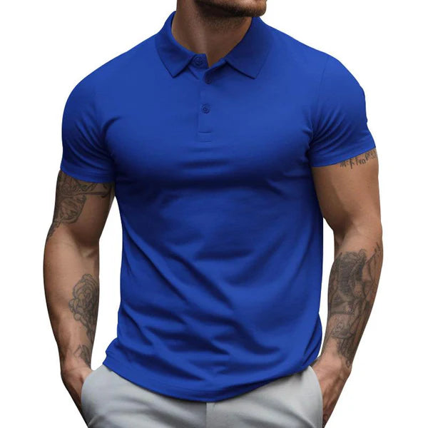 Solid Slim Lapel Short Sleeve Casual Polo Shirt