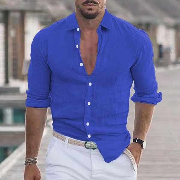 Casual Solid Color Lapel Long Sleeve Shirt